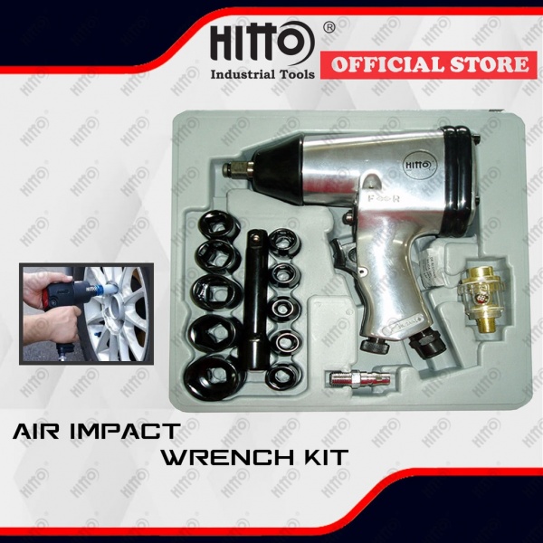 [ HITTO ] 50L COMPRESSOR PACKAGE FOR MOTORCYCLE FOREMAN ( C/W HITTO HT-5004 IMPACT WRENCH KIT 250FT/LB, HITTO HIGH QUALITY AIR CHUCK ) / PAKEJ UNTUK POMEN BENGKEL MOTORSIKAL